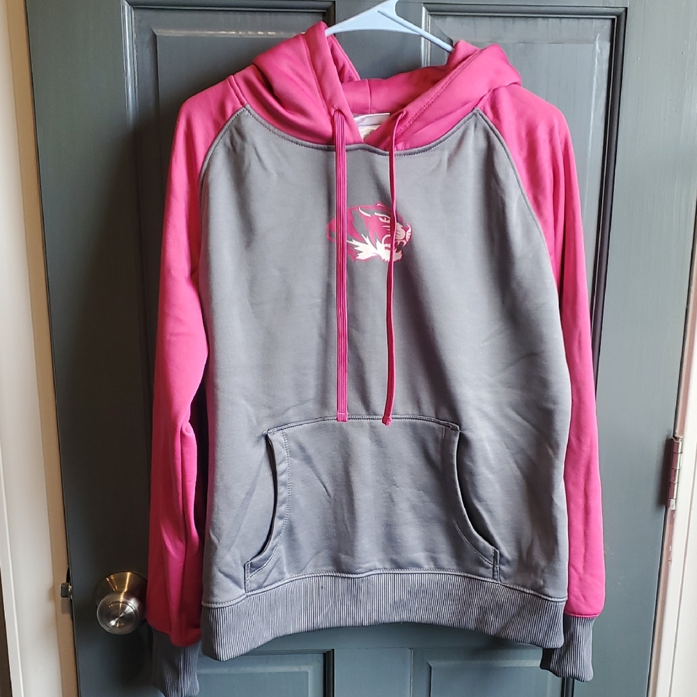 Gray and Pink Hoodie with Logo